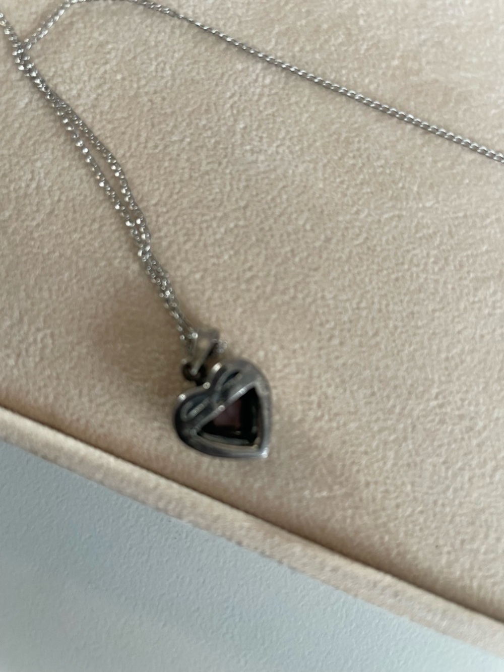 Peoples Silver Heart Amethyst Pendant Necklace with Purple Stone - Picture 3 of 4